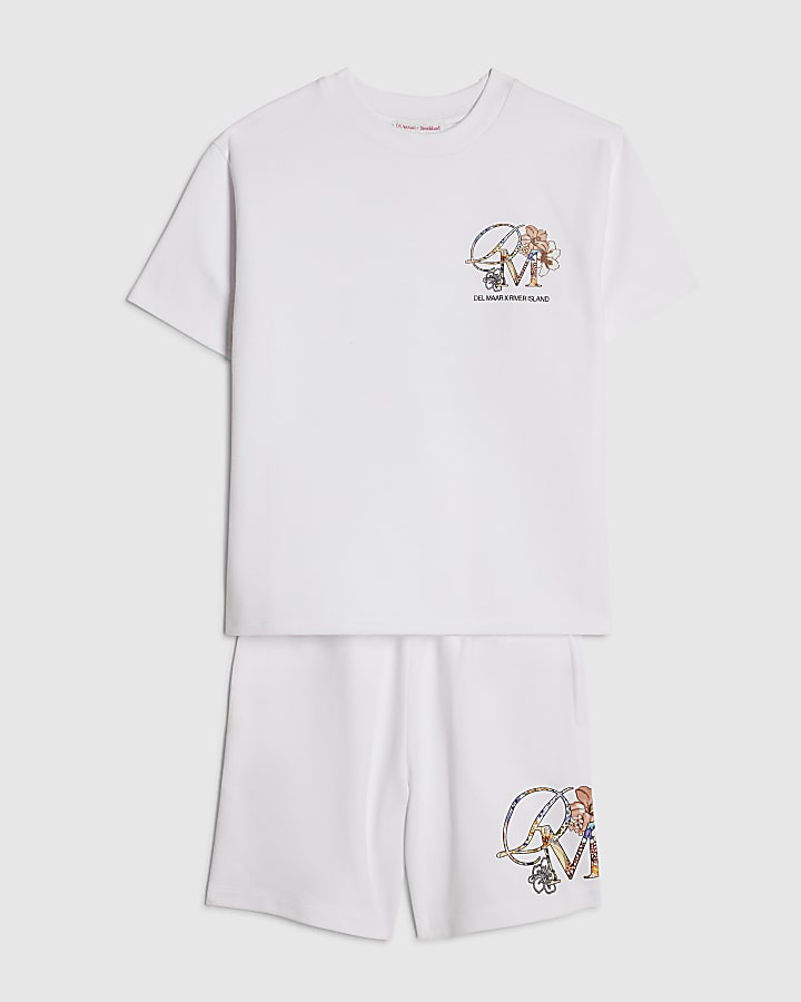 Boys White T-Shirt And Shorts Set