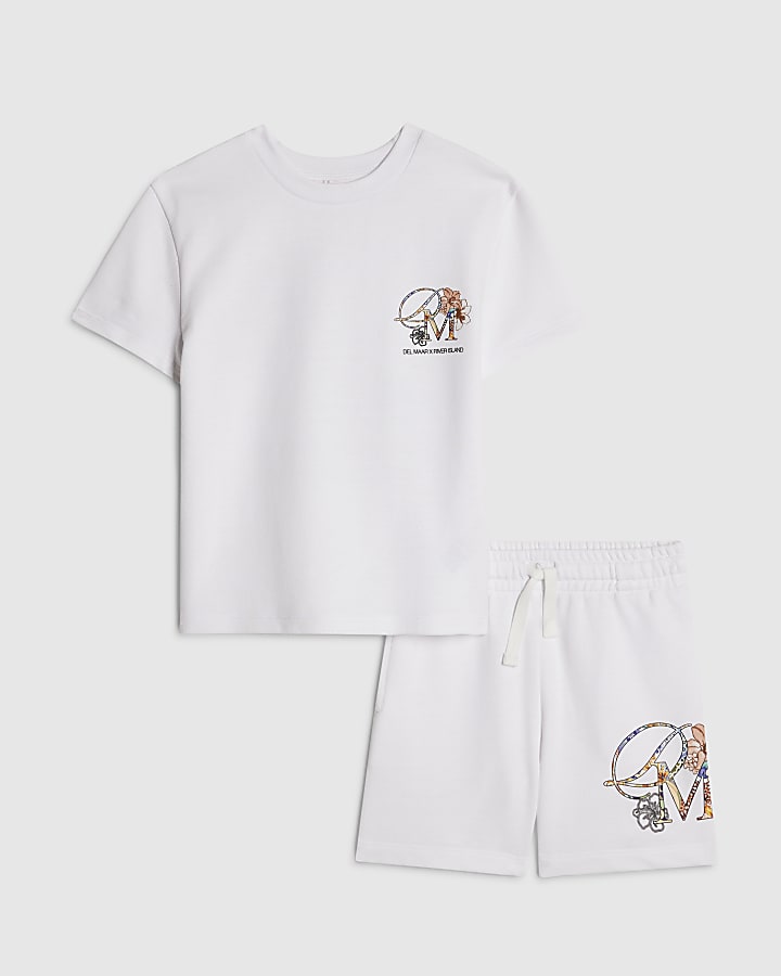 Mini Boys White T-Shirt And Shorts Set