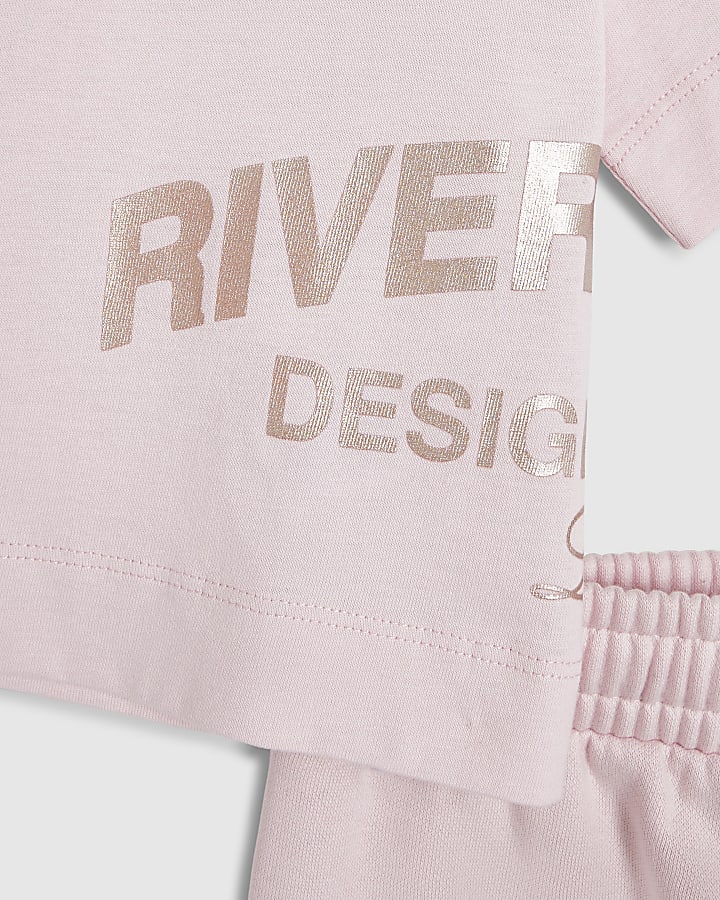 Girls Cream Metallic RI Joggers Set