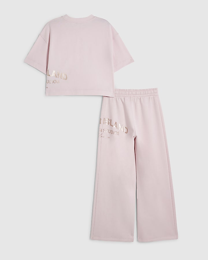 Girls Cream Metallic RI Joggers Set