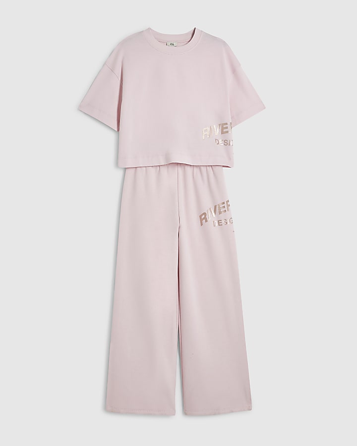 Girls Cream Metallic RI Joggers Set