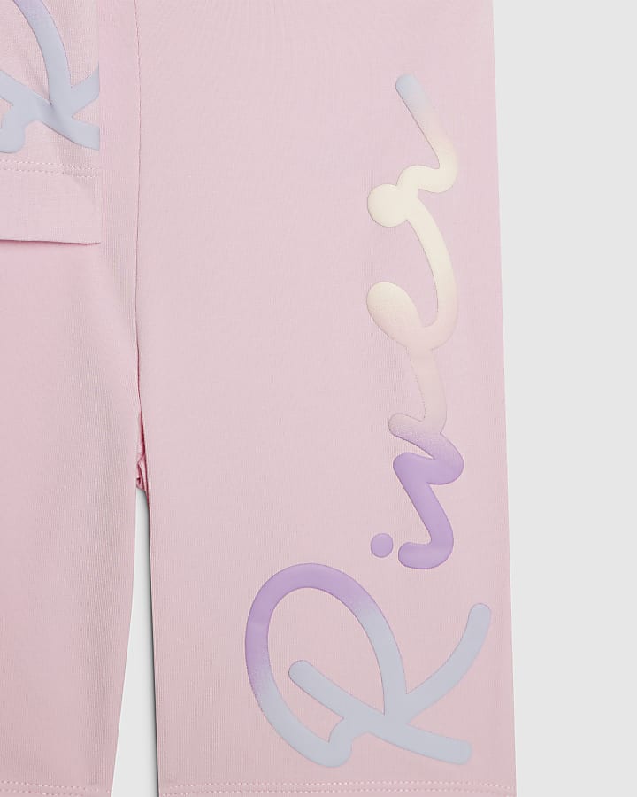 Girls Pink Rainbow River T-Shirt & Shorts Set