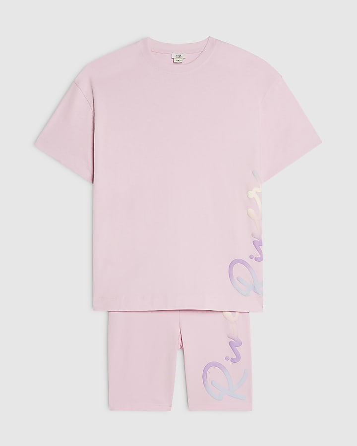 Girls Pink Rainbow River T-Shirt & Shorts Set