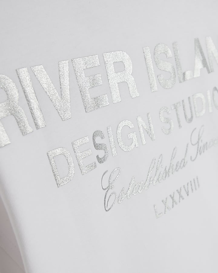Girls White RI Metallic T-Shirt