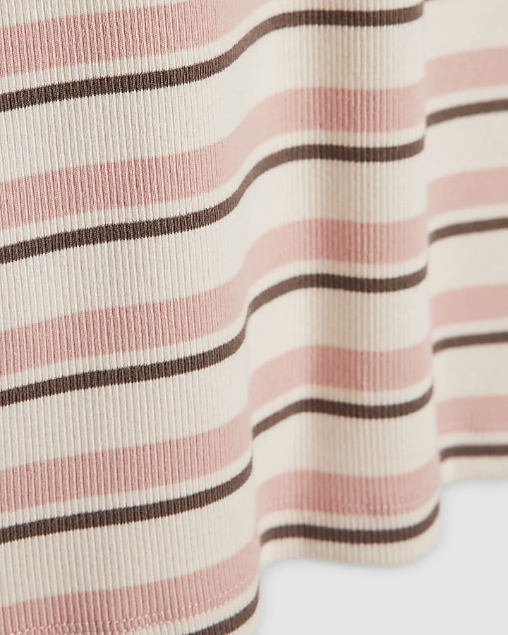 Girls Pink Stripe Midi Skirt