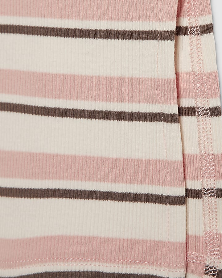 Girls Pink Stripe Midi Skirt