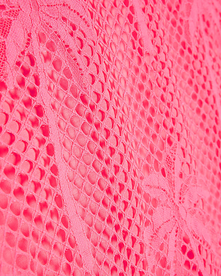 Girls Pink Neon Palm Mesh Short Set