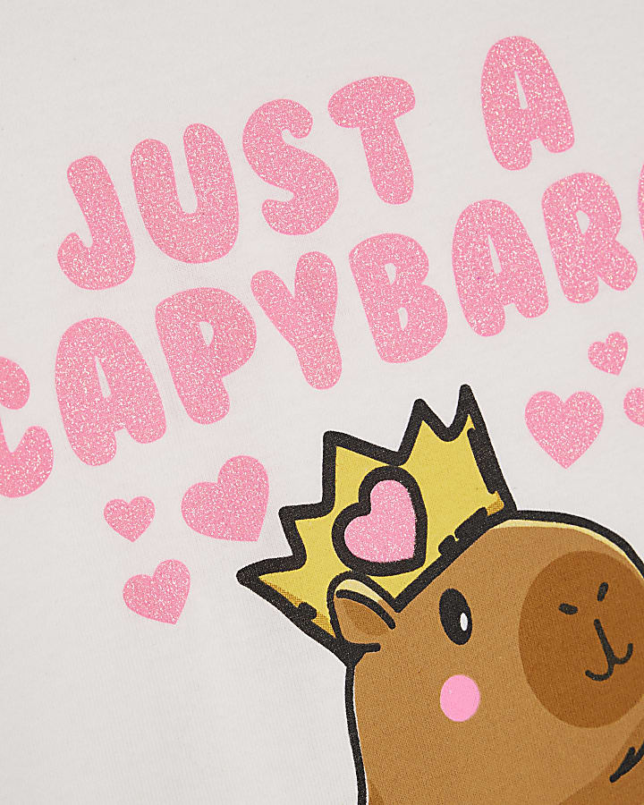 Girls White Capybara Queen T-Shirt