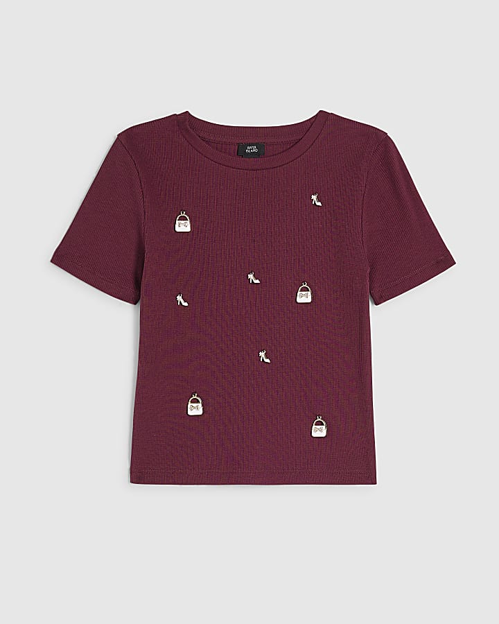 Girls Red Handbag Charms T-Shirt