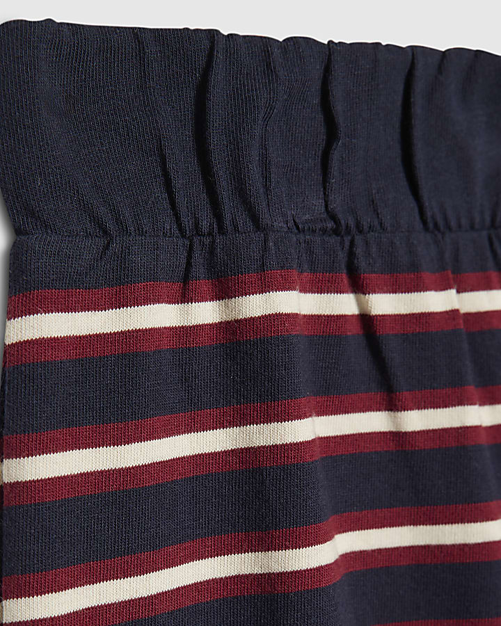 Girls Navy Stripe 89 Wide Leg Joggers