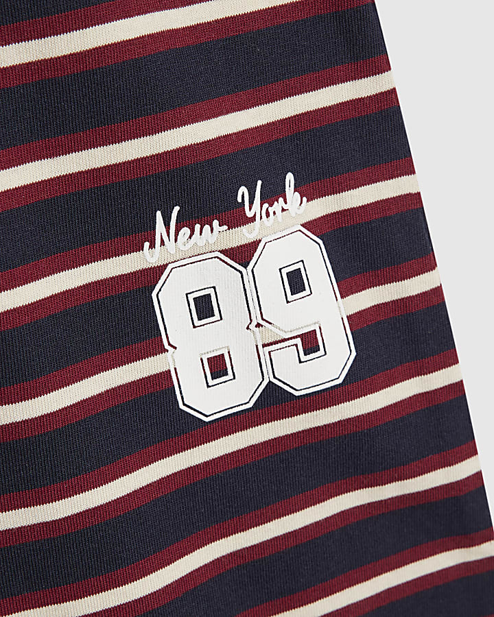 Girls Navy Stripe 89 Wide Leg Joggers