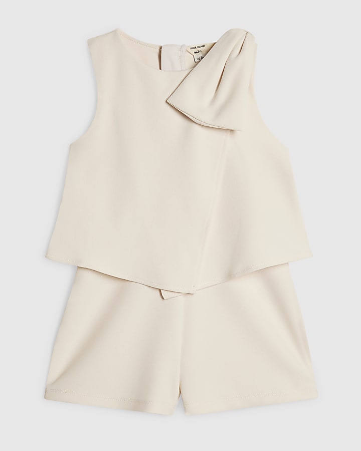 Mini Girls Cream Bow Playsuit