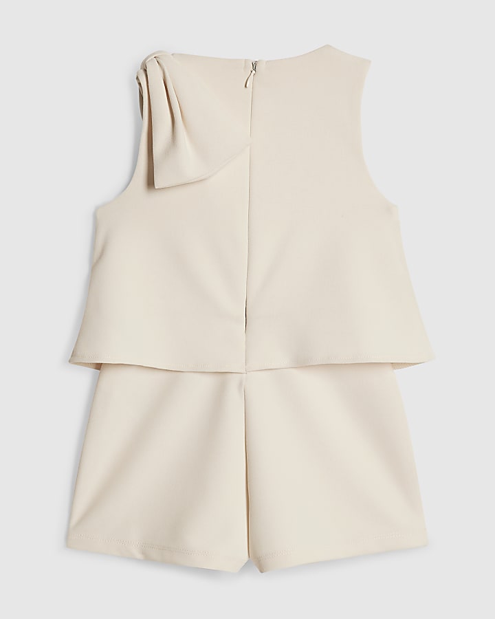 Mini Girls Cream Bow Playsuit
