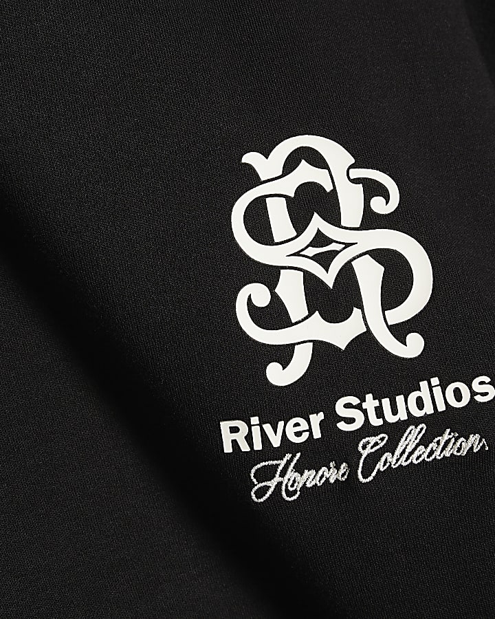 Boys Black Oversized RR Graphic T-Shirt