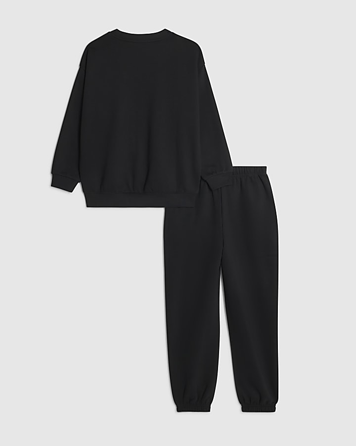 Boys Black Scripty River Sweatshirt Set