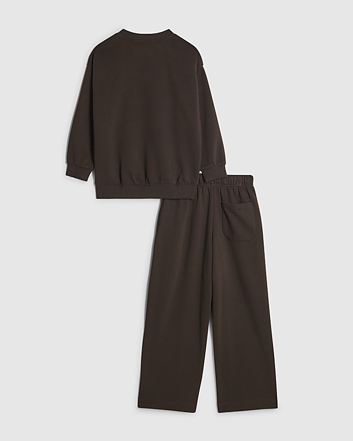 Boys Brown River Wide Leg Joggers Set
