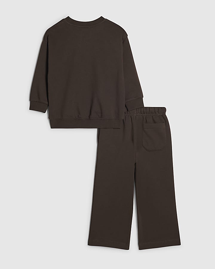 Mini Boys Brown River Wide Leg Joggers Set