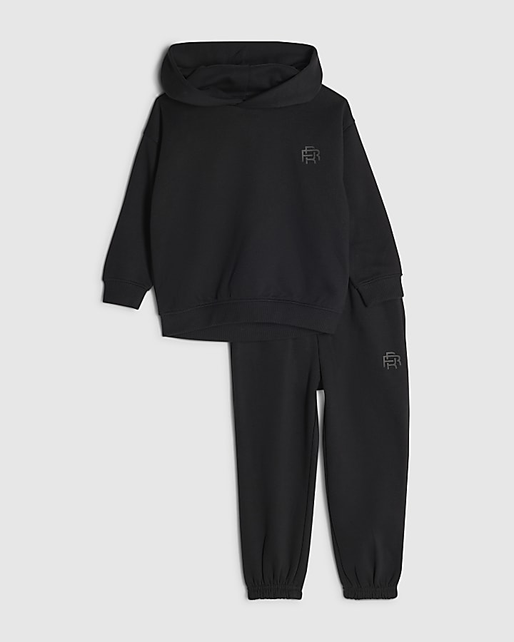Mini Boys Black RR Hoodie And Joggers Set