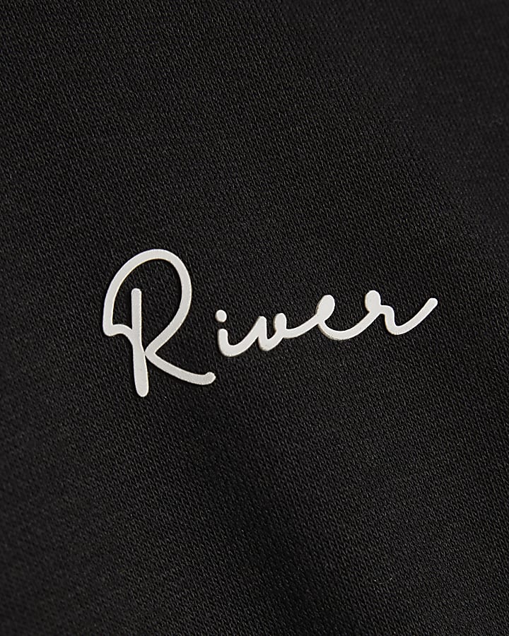 Mini Boys Black River Hoodie And Joggers Set