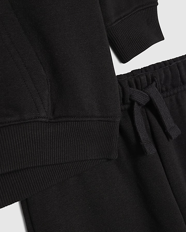 Mini Boys Black River Hoodie And Joggers Set