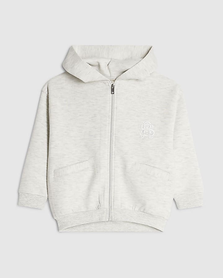 Mini Boys Premium Grey Zip Through Hoodie