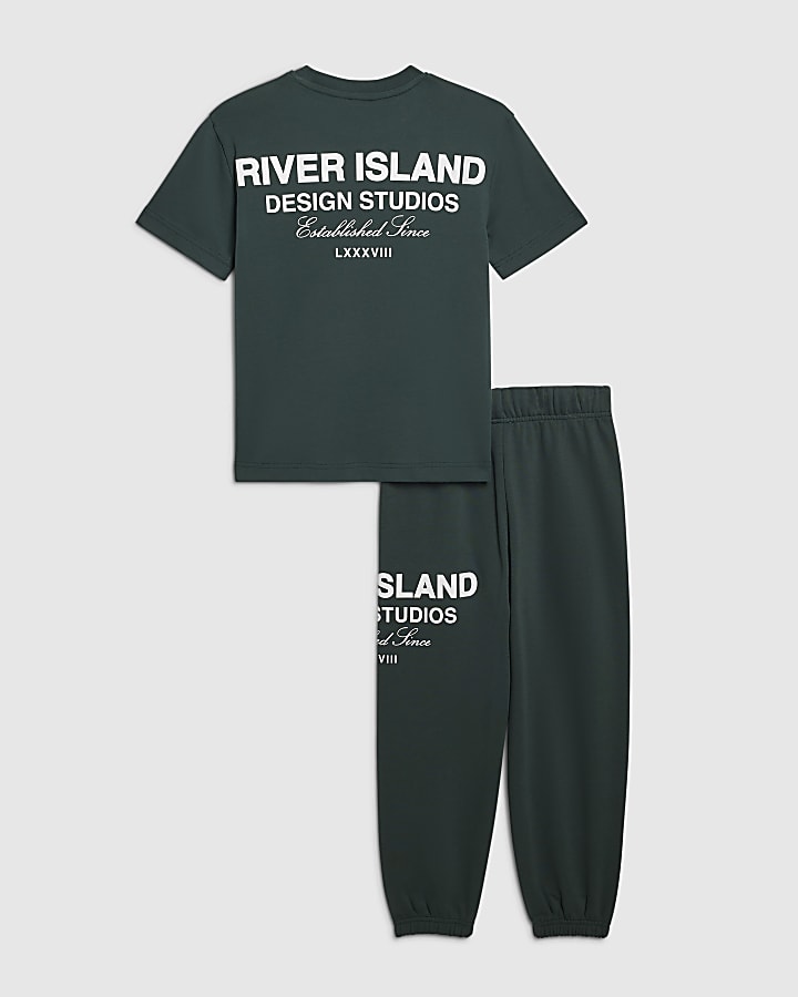 Boys Green RI Branded T-Shirt And Jogger Set