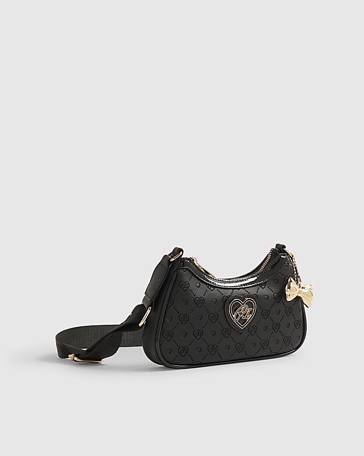 Girls Cream Monogram Heart Bowler Bag