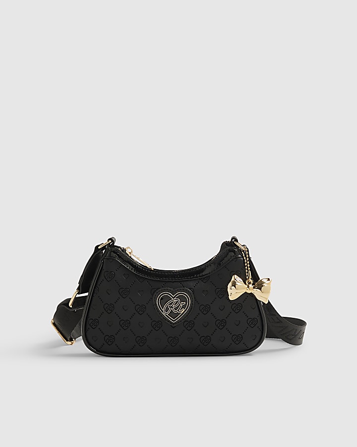 Girls Cream Monogram Heart Bowler Bag