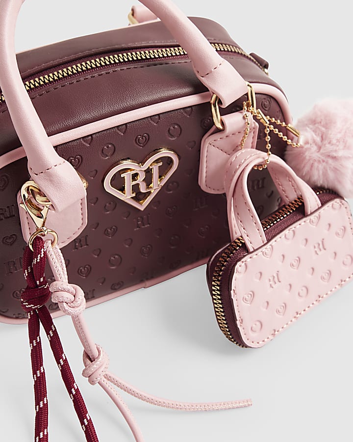 Girls Red Monogram Charms Cross Body Bag
