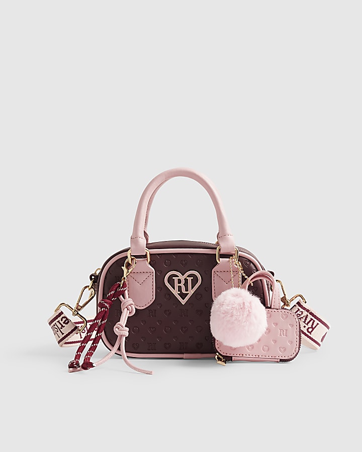 Girls Red Monogram Charms Cross Body Bag