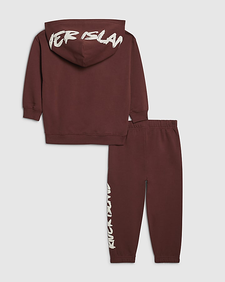 Mini Boys Brown RI Branded Hoodie Set