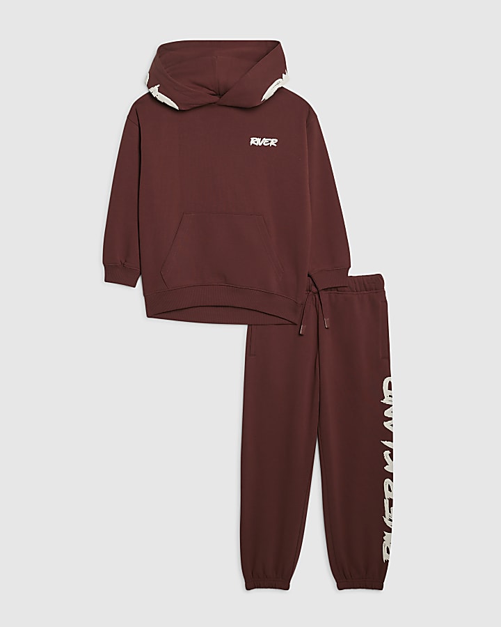 Boys Brown RI Branded Hoodie Set