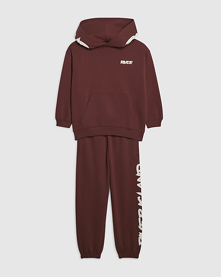 Boys Brown RI Branded Hoodie Set