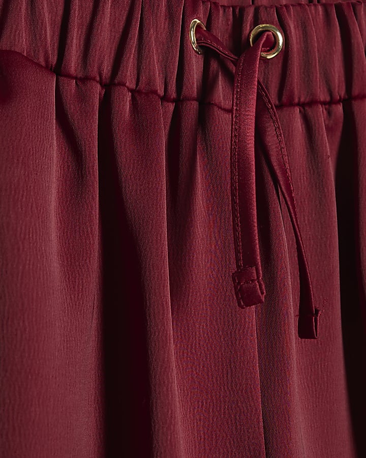 Girls Red Satin Lace Side Stripe Trousers