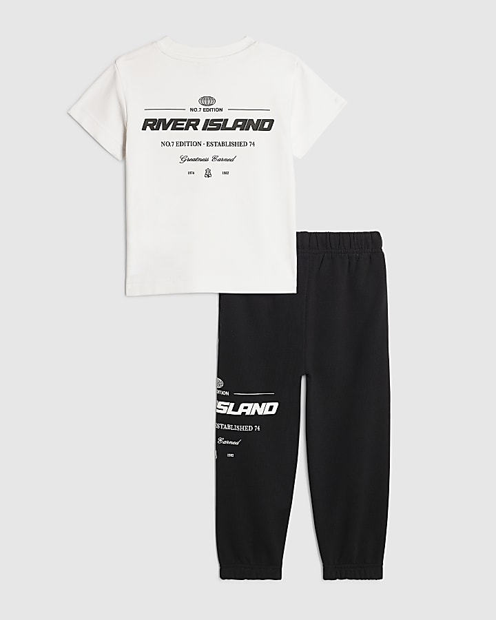 Mini Boys White RI T-Shirt And Joggers Set