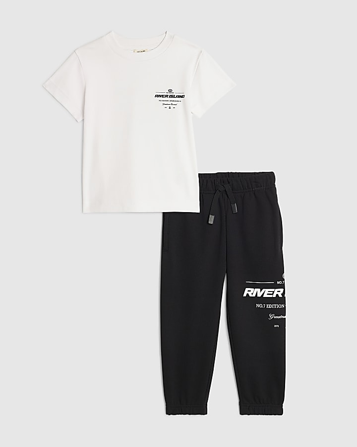 Mini Boys White RI T-Shirt And Joggers Set