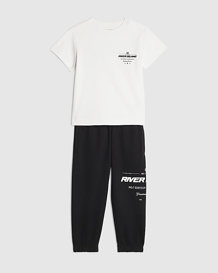 Mini Boys White RI T-Shirt And Joggers Set