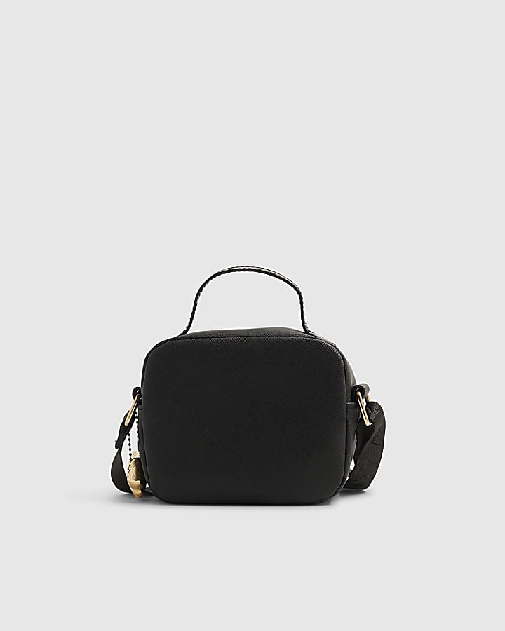 Girls Black Monogram Box Cross Body Bag