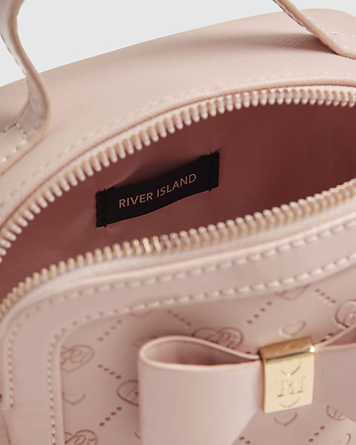 Girls Pink Monogram Box Cross Body Bag