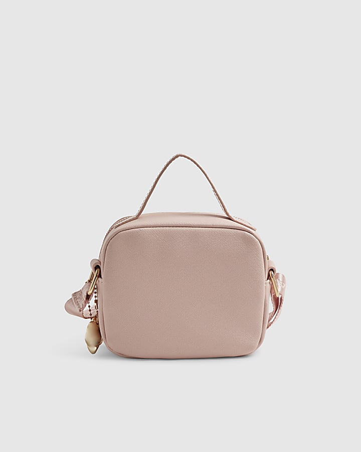 Girls Pink Monogram Box Cross Body Bag