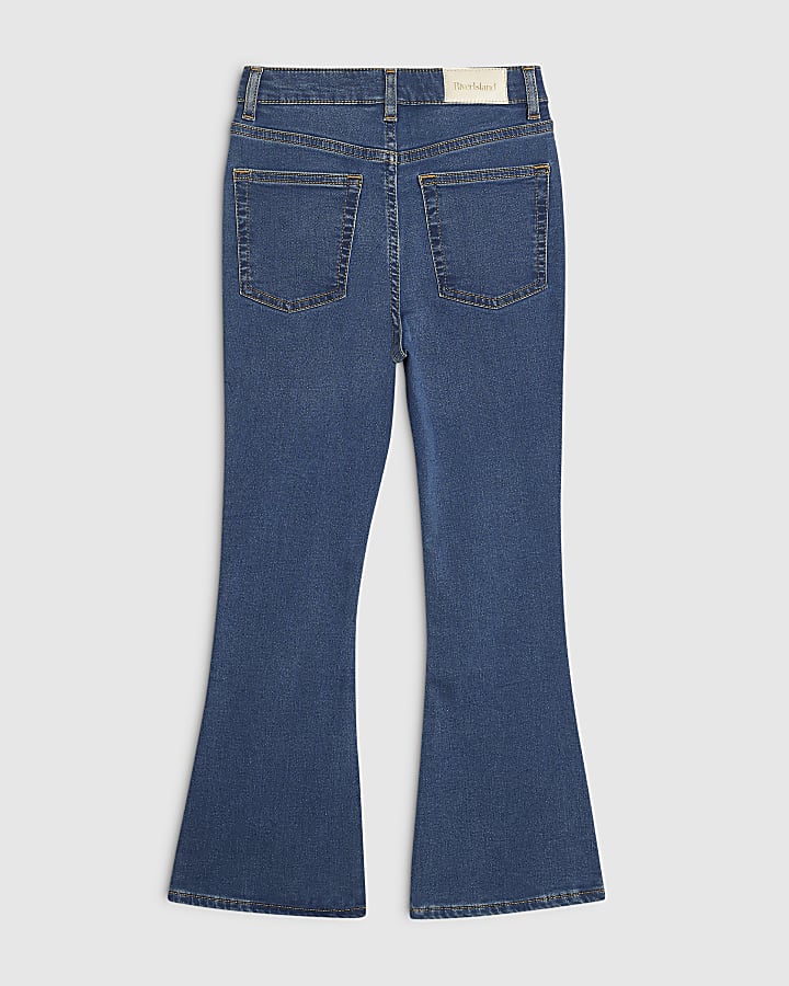 Girls Blue Bow And Heart Flared Jeans