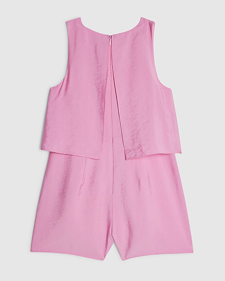 Girls Pink Tiered Playsuit