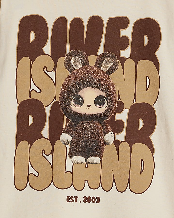 Girls Beige Monster T-Shirt