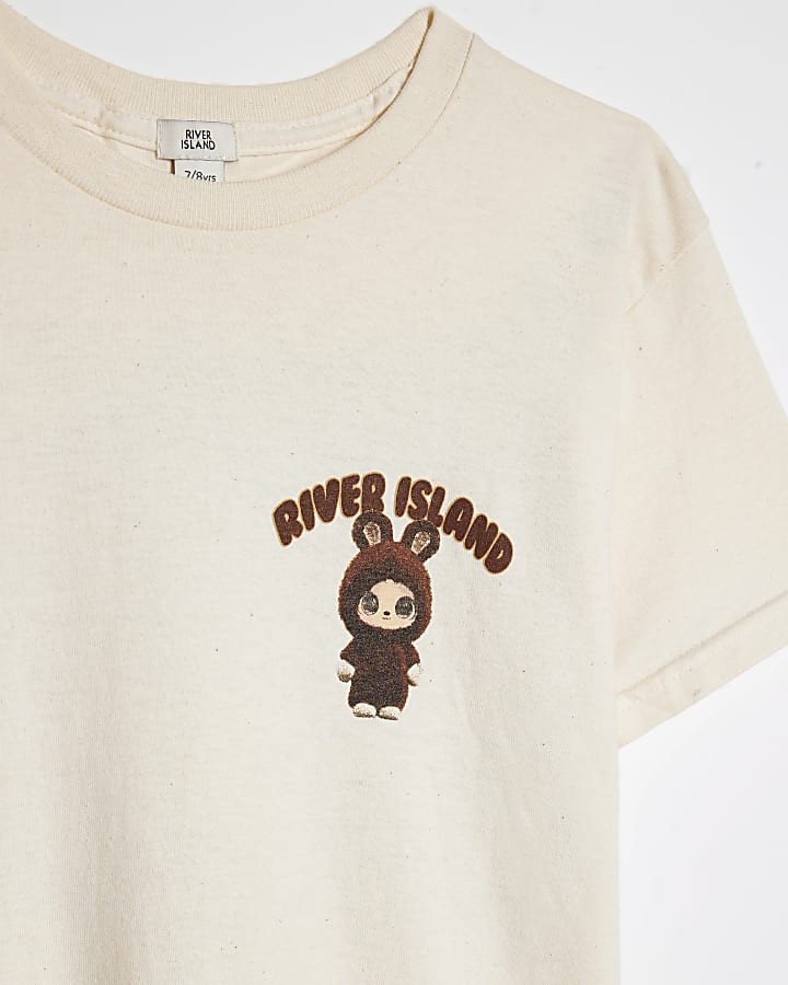 Girls Beige Monster T-Shirt