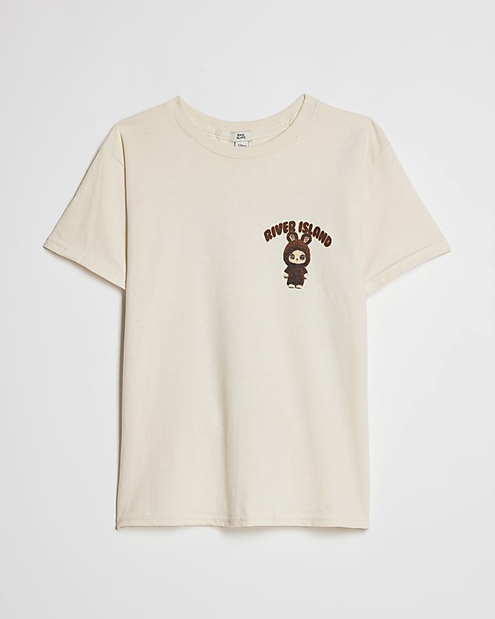 Girls Beige Monster T-Shirt