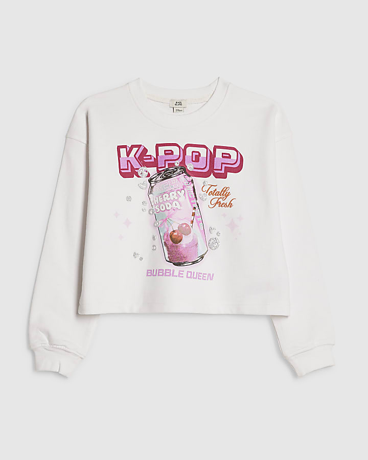 Girls White Soda Pop Sweatshirt