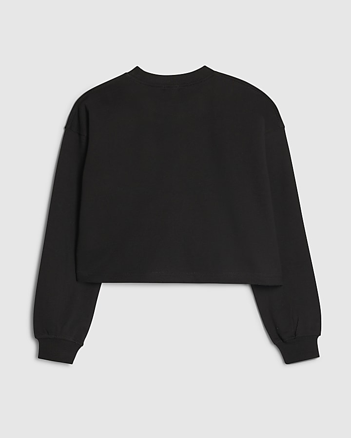 Girls Black Neon Love Graphic Sweatshirt