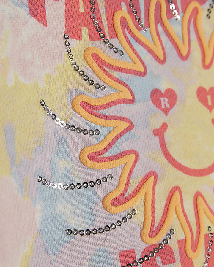 Girls Yellow Tie Dye Sweatshirt Set