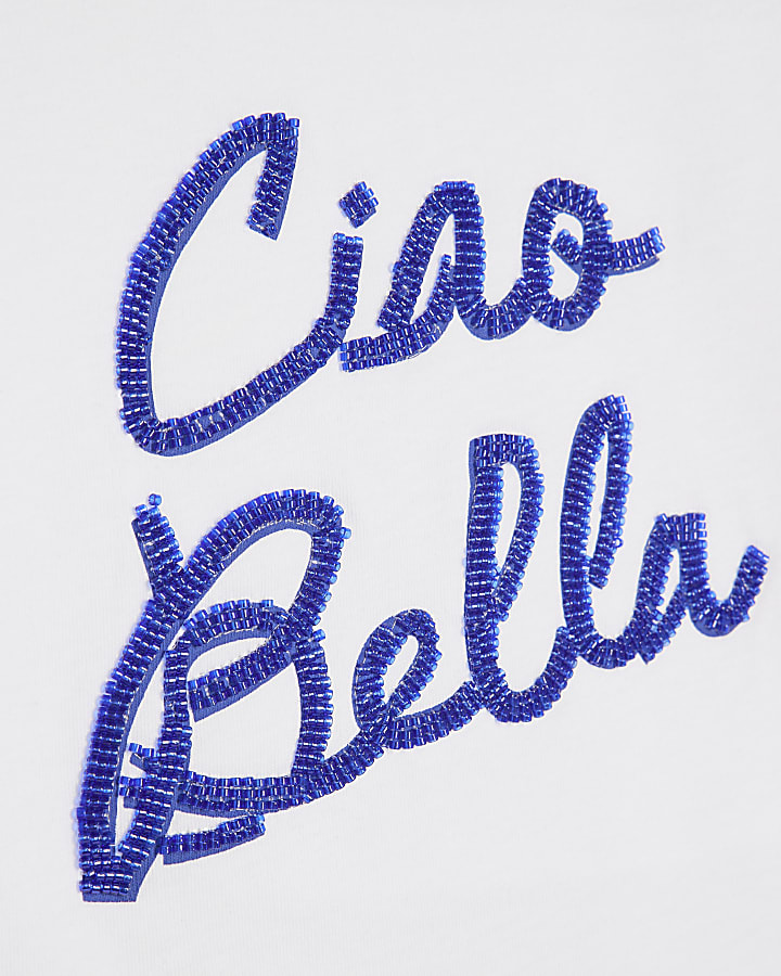 Girls White Ciao Bella T-Shirt