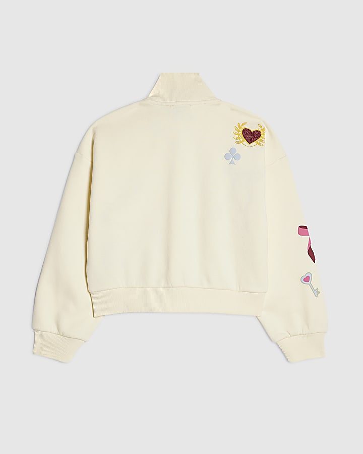 Girls Cream Icon Zip Through Sweatshirt
